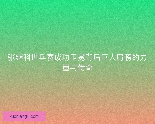 张继科世乒赛成功卫冕背后巨人肩膀的力量与传奇
