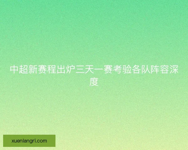 中超新赛程出炉三天一赛考验各队阵容深度